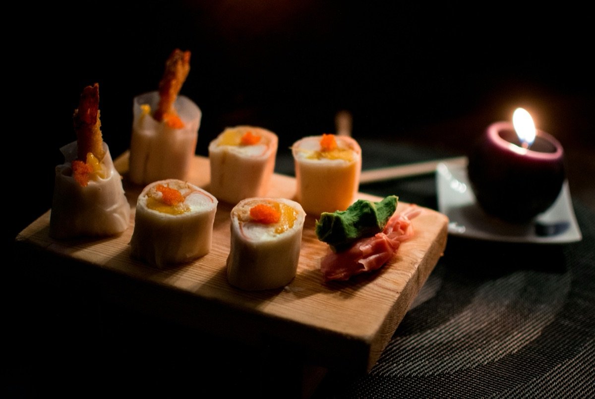 Nigiri selection on slate plate